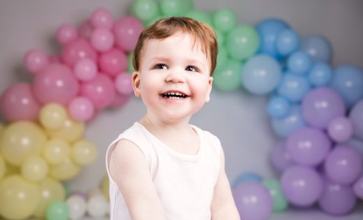 Twin boy Rainbow cake smash portrait