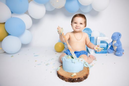 Gold, blue and white theme balloon arch